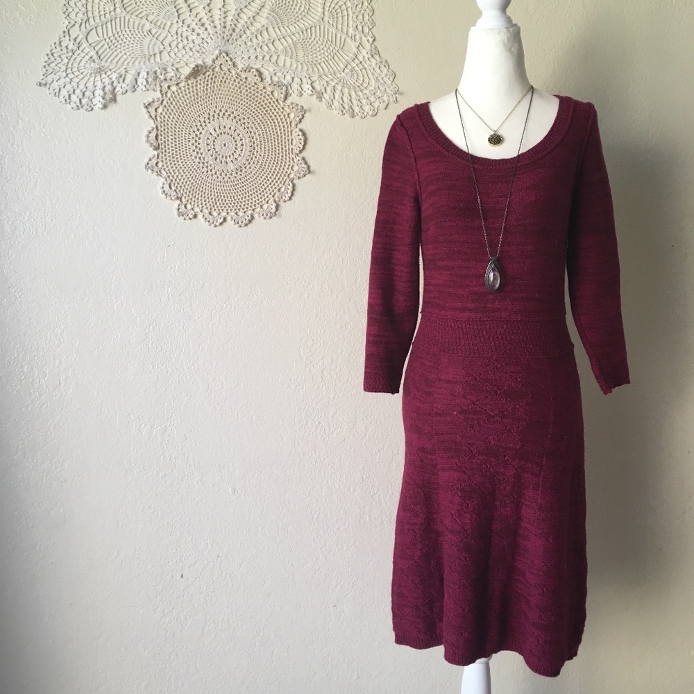 Sparrow Vinifera diamond knit marled sweater dress
